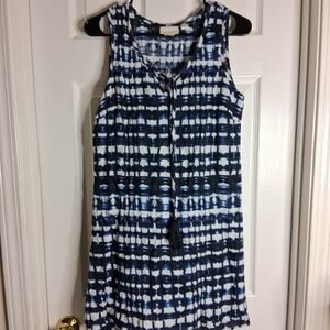 Blue and White Sleeveless Linen Dress Sz 6